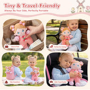 OUOZZZ Soft Baby Doll 10" Tulip Pink Snuggle Buddy Doll | First Birthday Toys for 1 Year Old Girl, Ideal 1 Year Old Girl Gifts & Baby Girl Gifts, Cuddly Toy for Infants & Toddlers