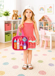 fash n kolor® My Sweet Baby Disappearing Doll Feeding Set, Baby Care 6 Piece Doll Feeding Set - for Toy Stroller | 2 Milk & Juice Bottles with 2 Toy Pacifier for Baby Dolls Set - Kids Gift Set