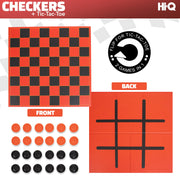 HI-Q Checkers & Tic-Tac-Toe Board Game Set – Classic Strategy for Kids & Family – Features Interlocking Stacking Pieces & Folding Board – Ages 6+