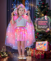 Princess Dress Up for Girls, Unicorn Light up Princess Cape Princess Dress | Costume Crown Gift for Girls 3 4 5 6 DOLNOW