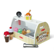 Melissa & Doug Wooden Scoop & Serve Ice Cream Counter, Pretend Play Store, 28 Toy Food & Play Kitchen Accessories, Preschool Toys for Girls & Boys 3+