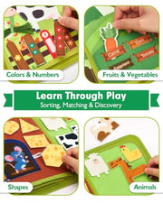 hahaland Busy Book for Toddlers 1-3 - Montessori Toys 1 Year Old Busy Board | 1 Year Old Boy Gifts Educational Quiet Activity Books 10 Pages, Toddler Christmas Stocking Stuffers One Year Old Travel Toys