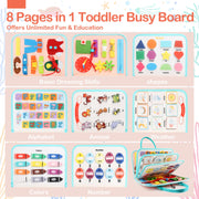 Teefrye Toddlers Busy Board Montessori Toys for Old 1-3 Year Girl Busy Book | Educational Activity Board Sensory Travel Toy Ages 2-4 Birthday Gift Learning Fine Motor Skills Toy Quiet Book juguetes niñas