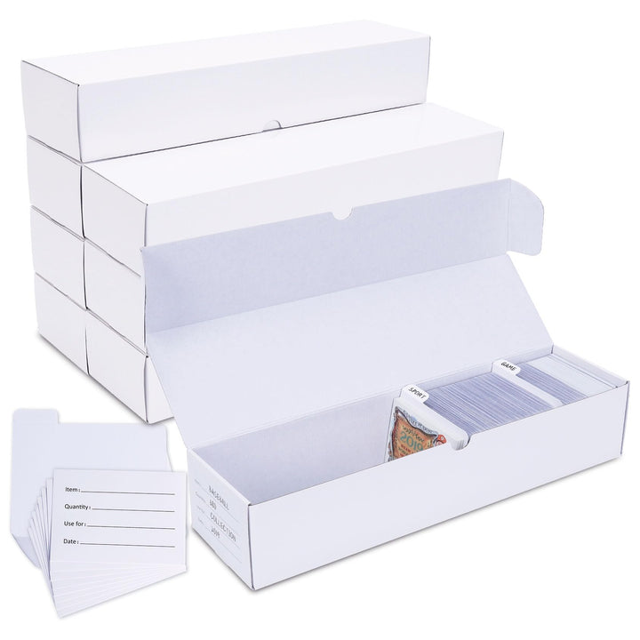 Trading Card Storage Box, 8-Pack 1000 Count Cardboard TCG & Sport Card Box | Trading Card Storage with Divider and Labels, Card Organizer Box for MTG, Magic, Football, Basketball, Game Card Collections