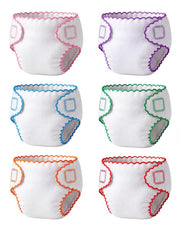 BABESIDE Baby Doll Diapers, 6 Reusable Diapers for 12-15 Inch Baby Dolls | Washable Baby Doll Accessories for Diaper Changing Pretend Play, Doll Diaper Set for Ages 3+