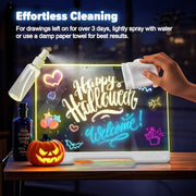 Geokay 16" Rechargeable LED Drawing Board with 9-Color Light Effects | Birthday & Christmas Gift Idea for Girls/Boys/Kids/Teens, Doodle Neon Glow Pad with Built-in Stand Tracing Book & 7 Markers