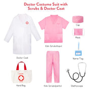 Meland Doctor Costume for Kids 3-10, Pretend Play Career Dress Up with Bag | Career exploration gift for boys girls Halloween, birthday, every day dress up, confortable for active kids