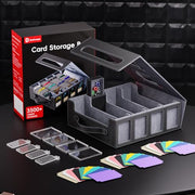 Dufvrpe Trading Card Storage Box, 3500+ MTG Deck Box with Commander Display | All-in-one card storage set with 4 dividers, 30 labels, dice box, acrylic holders, dual displays & lid-secured handle