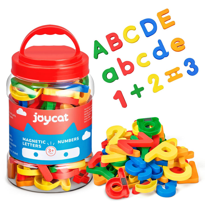 JoyCat Magnetic Letters Numbers Alphabet ABC 123 Fridge Magnets, 78 Pcs | Colorful plastic magnets, uppercase lowercase letters, math symbols, preschool learning toy set for toddlers kids ages 3+