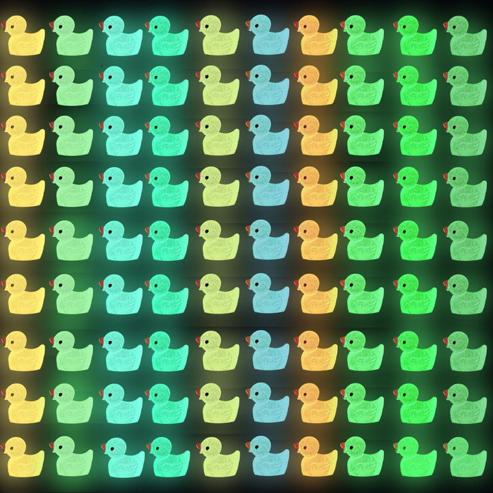 DULEFUN 200pcs Luminous Mini Resin Duck 10 Colors | Little Small Ducks Glow in The Dark Duck Figures for Dollhouse Aquarium Decor Micro Fairy Garden Landscape
