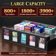 Kabinka 5 Row 3900+ Trading Card Storage Box with Commander Display | MTG Storage Box with Removable Lid Bulk Card Storage for MTG TCG PTCG Sports Card, Top Loaders Storage Box (Black)