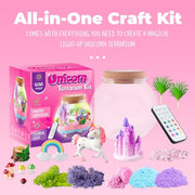 JOYEEMAX Unicorn Light-Up Terrarium Kit for Kids - LED Night Light Birthday Gift for Girls Ages 4 5 6 7 8-12 Year Old - Unicorn Toys for Girls - DIY Arts and Crafts Kit for Kids