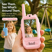 Video Walkie Talkies for Kids, 2 Pack Rechargeable with Screen | No WiFi Auto Pairing, Voice Changer | Indoor Outdoor Toys for Camping & Birthday Gifts for Boys Girls Ages 3-12, 500m Range