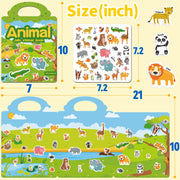 6 Sets Reusable Sticker Book for Toddlers 3-6, Jelly Stickers Book for Kids, Travel Sticker Activity Toys for Childs 3 4 5 6 Years Girls & Boys Best Gifts