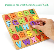 Wooden Puzzles for Kids Ages 3-5, 3 Pack ABC Number and Shape Learning Toys | 3 wooden puzzle board with ABC letters, numbers and colorful shapes for preschool learning, matching and fine motor skills