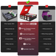 Gomyrod 4 Row 3200+ Trading Card Storage with Commander Display [US Patent] | MTG Card Storage with 30 Dividers, 8 Supporter, Bulk Card Storage Compatible for Magic TCG Sports Cards (Black & Red)