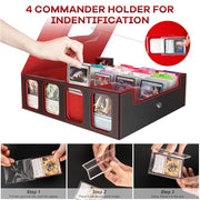 Gomyrod 4 Row 3200+ Trading Card Storage with Commander Display [US Patent] | MTG Card Storage with 30 Dividers, 8 Supporter, Bulk Card Storage Compatible for Magic TCG Sports Cards (Black & Red)
