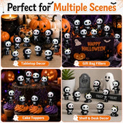 Celltestria 60pcs Halloween Mini Figurines Resin Ghost Toys | Halloween Party Favor Bag Fillers Embellishments Scrapbook Micro Fairy Garden Decor
