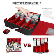 Gomyrod 4 Row 3200+ Trading Card Storage with Commander Display [US Patent] | MTG Card Storage with 30 Dividers, 8 Supporter, Bulk Card Storage Compatible for Magic TCG Sports Cards (Black & Red)