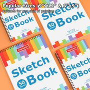 9" x 12" Sketch Book, 2-Pack 50 Sheets Spiral Bound Art Sketchbook Notebook | Acid Free Artist Drawing Book Paper, Art Supplies for Adults Kids, Coloring Book, Sketch Paper for Drawing Coloring Sketching