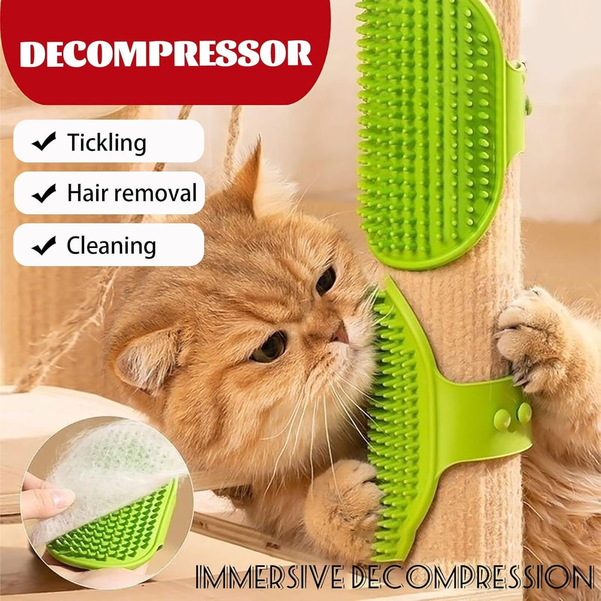 🔥Flash Sale⚡ Cat Self-Grooming Strap: Brush, Massage & De-Shed in One