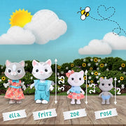 Honey Bee Acres The Purringtons Cat Family - 4 Mini Doll Figures - Ages 3+
