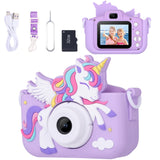 Unicorn Toys Camera for Kids Girls Age 3-8, Purple | Toddler Kids Digital Camera, Christmas Birthday Gifts for 3-8 Years Old Girl, 1080P HD Selfie Video Camera with 32GB SD Card