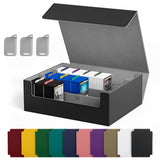 UAONO Trading Card Storage Box Holds 2400+ Cards, Bulk Card Storage | Magnetic Closure PU Leather Card Organizer with 10 Dividers & 3 Stoppers for MTG, PTCG, TCG, Sports Cards (Black)