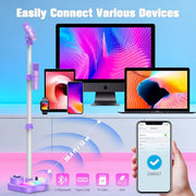 Stand Karaoke Machine for Kids, Christmas Singing Toys Gifts for 3 4 5 6 7 8 Year Old Girls Boys, Rechargeable Kid Microphone Bluetooth Speaker with 2 Mic for Girl Age 4-6 Toddler Birthday Party Toy