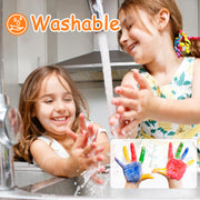 ABEIER Washable Finger Paint for Toddlers 1-3, 12 Non-Toxic Colors | Ages 1-3 4 5 6+, Baby Safe, easy cleanup, creamy texture, color mixing, hand and foot prints, sensory play, preschool crafts