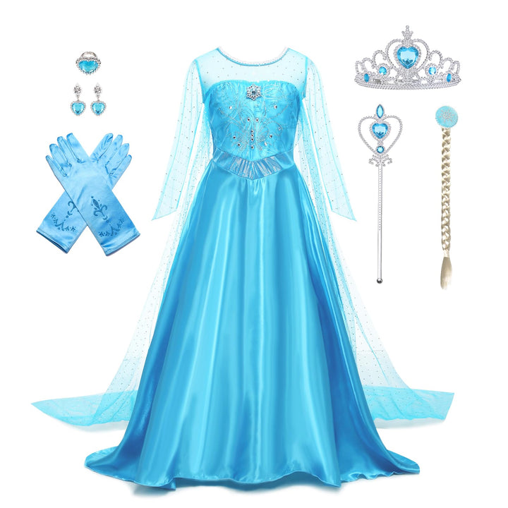 AHLPO Princess Dress for Girls Luxury Princess Dress Up Halloween Cosplay Princess Costume Fancy Dress Birthday Outfit