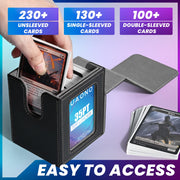 UAONO Card Deck Box for MTG Commander, Fits 100 Double-Sleeved Cards | Independent Commander Display, Magnetic Deck Case for Magic the Gathering TCG, 2 Dividers & 1 Top Loader (Black)