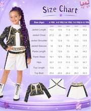 Behufun Girls Halloween Costume, Pop Singer Costume, Top Pants with Purple Braid for Cosplay Birthday Party, 4-12 Years