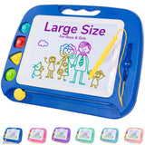SGILE Magnetic Drawing Board for Kids, Toddler Doodle Toys, Large 16 × 13" | Etch & Sketch Pad with 4 Magnet Stamps, Girls & Boys' Birthday Gift,1-4 Year Old, Learning & Educational, Writing Play, Blue