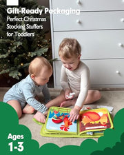 hahaland Busy Book for Toddlers 1-3 - Montessori Toys 1 Year Old Busy Board | 1 Year Old Boy Gifts Educational Quiet Activity Books 10 Pages, Toddler Christmas Stocking Stuffers One Year Old Travel Toys