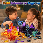 Dinosaur Toys Magnetic Tiles, 5 Movable Lava Dinosaur Toys for Kids 3-5 5-7 | 3 4 5 Year Old Boy Birthday Gift for Dinosaurs Lovers, STEM Educational Magnetic Blocks for Girls Boys Toy Age 4-6 6-8