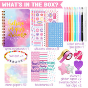 Nollh DlY Journal Kit for Girls Scrapbook Gifts for 8-12 Year Old Girl | 200+PCS Teen Tween Girl Gifts Trendy Stuff Stationery Set Art Crafts Kit 8 9 10 11 12 13 14 Year Old Girl Birthday Gift