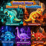 Dinosaur Toys Magnetic Tiles, 5 Movable Lava Dinosaur Toys for Kids 3-5 5-7 | 3 4 5 Year Old Boy Birthday Gift for Dinosaurs Lovers, STEM Educational Magnetic Blocks for Girls Boys Toy Age 4-6 6-8
