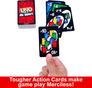 Mattel Games UNO Show ‘em No Mercy Card Game in Storage Tin,Ages 7+ | Extra Cards, Special Rules & Tougher Penalties for Kids, Teens & Family Game Night, 2-6 Players (Amazon Exclusive)