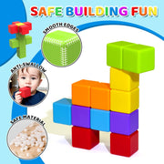 Magnetic Building Blocks Large, 1.65 inch Stacking Cubes for Toddlers | Sensory & Montessori Toys for Boys & Girls 1 2 3 Years Old, Toddler Travel Toys, Magnet Toys for Kids Birthday Gifts (12 PCS)