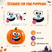 Halloween Mini Pumpkin Decorating Stickers for Kids Toddlers Party Favors | 18 sheets, 36 pack, small, pumpkin face stickers, treat gifts
