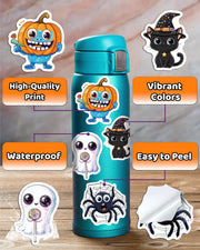 JCFIRE Halloween Stickers for Kids, 100 PCS Halloween Party Favors | 100 unique 2.3 in waterproof vinyl stickers for goodie bags, treat bags, crafts, water bottles and party favors