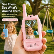 Video Walkie Talkies for Kids, 2 Pack Rechargeable with Screen | No WiFi Auto Pairing, Voice Changer | Indoor Outdoor Toys for Camping & Birthday Gifts for Boys Girls Ages 3-12, 500m Range