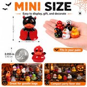 DULEFUN 61Pcs Halloween Mini Resin Duck Figures Halloween Party Favors Gift | Cute Small Little Duckies Statues Bulk Set for Office Desk Tiered Tray Decor Halloween Party Supplies Decoration