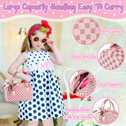 Oisacirg Play Purse with Watch, Phone, Pretend Play Toys for Girls Ages 3-8 | 32Pcs Role Play Set with Handbag, Water Bottle, Scarf, Pretend Makeup, Birthday Gifts, Mom-Daughter Bonding, Multi-Scene Play