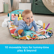 Fisher-Price Glow and Grow Kick & Play Piano Gym, Blue | Baby Playmat, 10 Linkable Toys, Removable Piano, Musical Learning Toy, Developmental Activities for Newborns 0+ Months