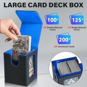 Card Deck Box for MTG Commander, Deck Case Holds 100 Double-Sleeved Cards | Magnetic Card Display Case, Magic Card Storage Box Fits for TCG/PTCG/CCG Card with 2 Dividers & 1 Top Loader,Black&Blue