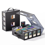 Dufvrpe Trading Card Storage Box, 3500+ MTG Deck Box with Commander Display | All-in-one card storage set with 4 dividers, 30 labels, dice box, acrylic holders, dual displays & lid-secured handle