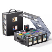 Dufvrpe Trading Card Storage Box, 3500+ MTG Deck Box with Commander Display | All-in-one card storage set with 4 dividers, 30 labels, dice box, acrylic holders, dual displays & lid-secured handle